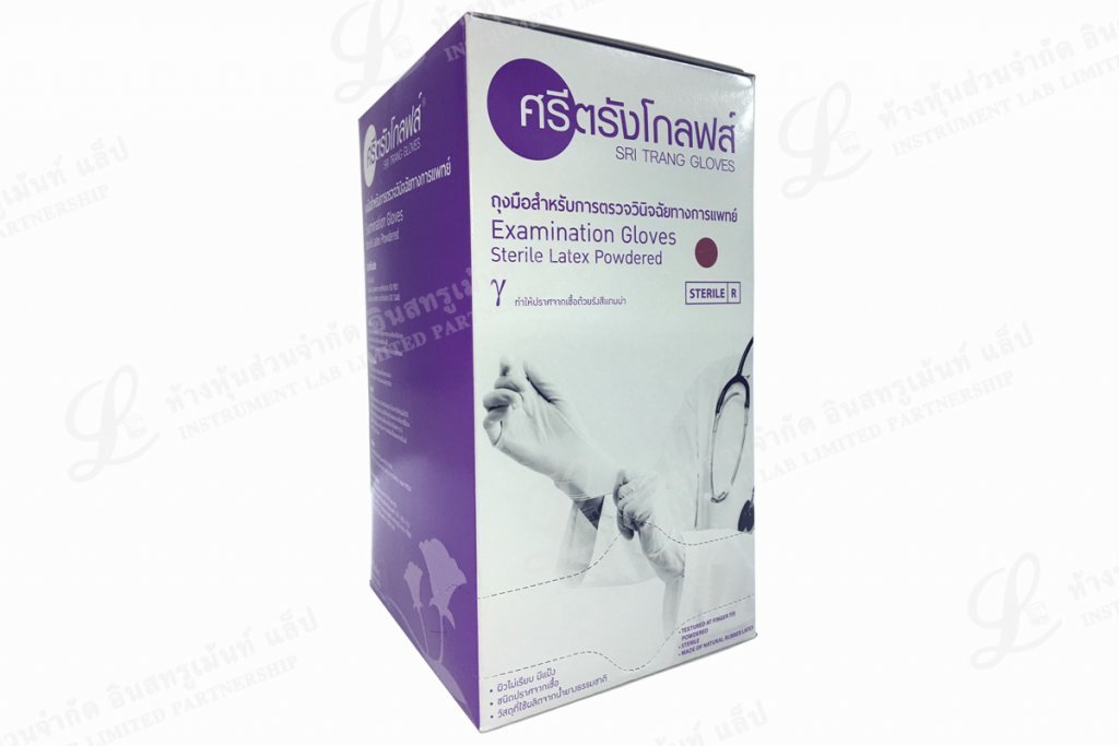 ถุงมือยาง ศรีตรัง ชนิดไม่มีแป้ง ปราศจากเชื้อ Examination Gloves Sterile Latex Powder Free SRI TRANG